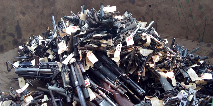 A pile of weapons for destruction