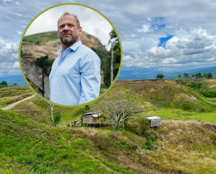 Simon Conway, in front of the Bloody Ridge, site of the Guadalcanal Campaign 