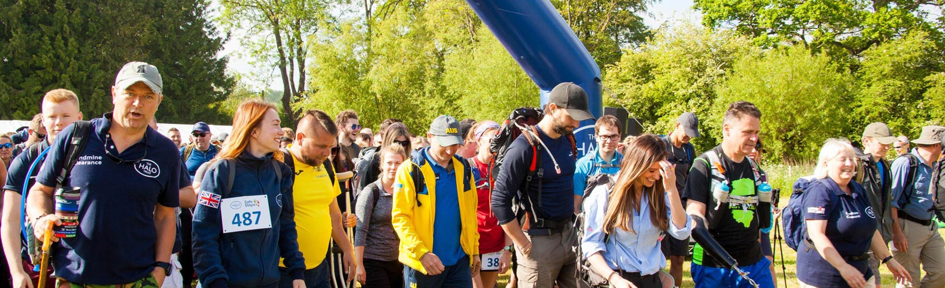 People cross the start line for the Safe Steps for Syria fundraising walk