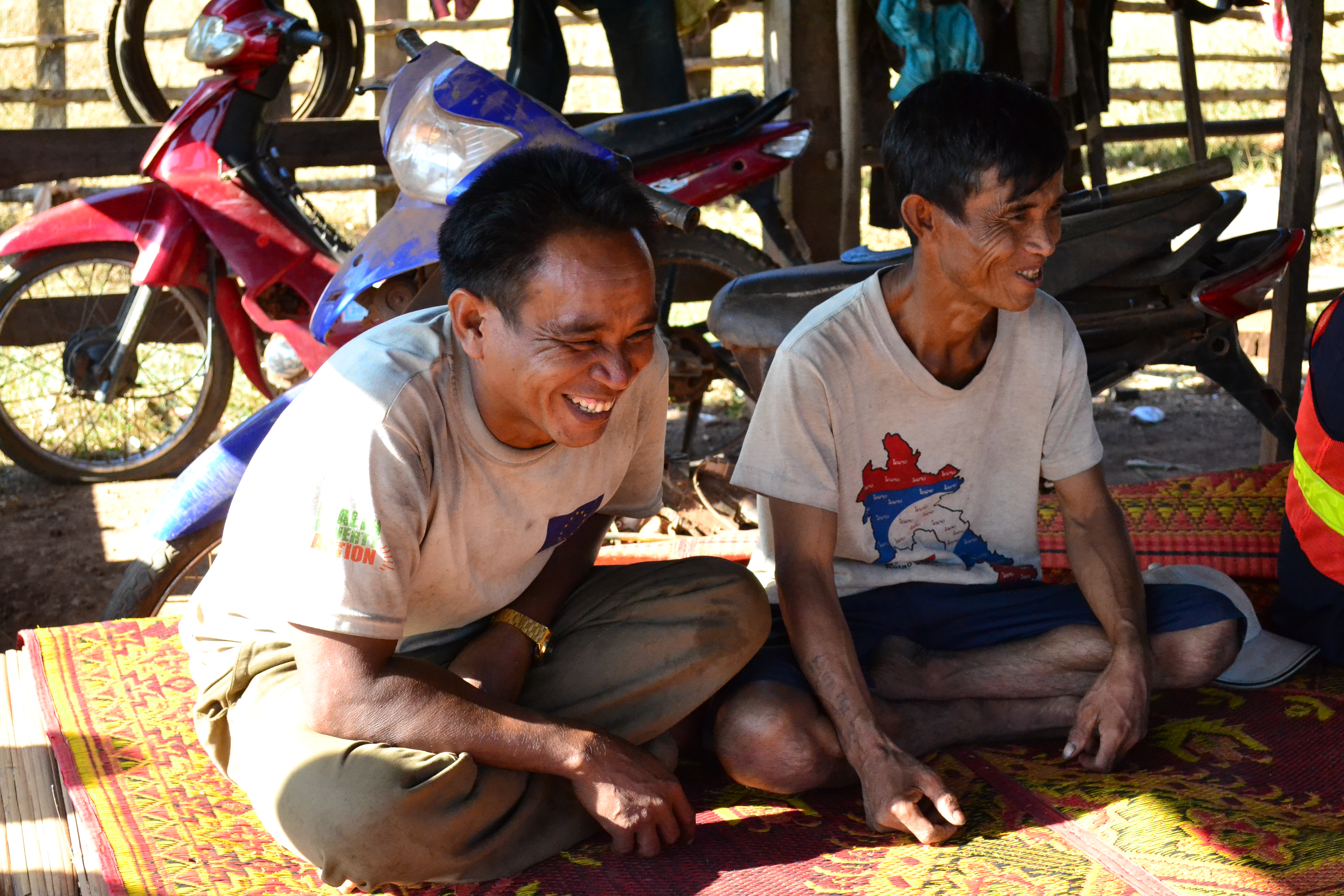 The Village Chief and Mr. Gouani from Nalouang Village. The work of DFID funded teams in Nalouang will bring livelihood opportunities to the villagers and remove the threat posed by UXO