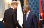 The Duke of Sussex shaking hands with the president of Angola