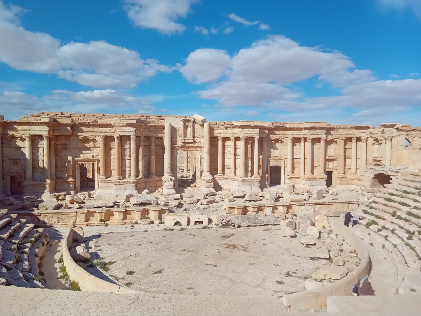 Ruins of an ancient colosseum in Palmyra