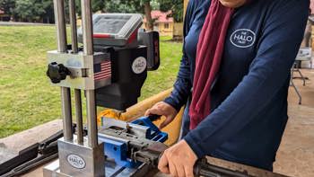 Nama, uses a weapon marking machine to mark guns