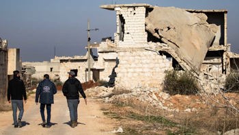 A HALO survey team in a destroyed former frontline village in northwest Syria