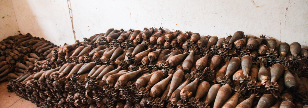 A stockpile of hundreds of unexploded rockets 