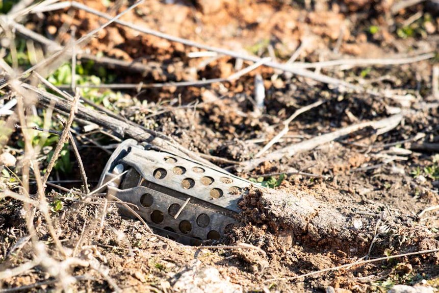 An unexploded POM 2 landmine, Miznaz, Syria