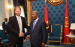 The Duke of Sussex shaking hands with the president of Angola